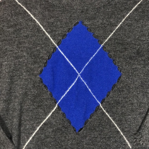 Zara Open Knit Argyle Diamond Distressed Raw Hem Knit Sweater - Picture 7 of 16